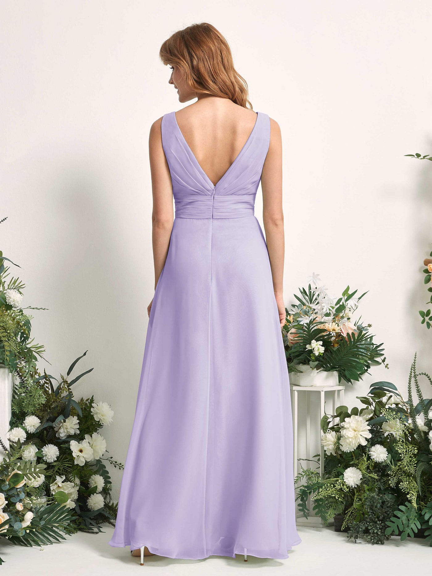 Carlyna Mollie A-Line Lilac Bridesmaid Dress Maxi Sleeveless V-Neck Dress #color_lilac