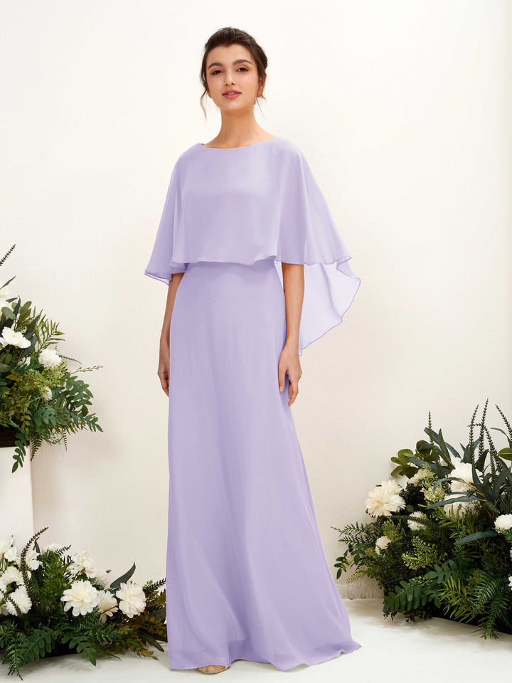 A-line Bateau Sleeveless Chiffon Bridesmaid Dress - Lilac (81222014)