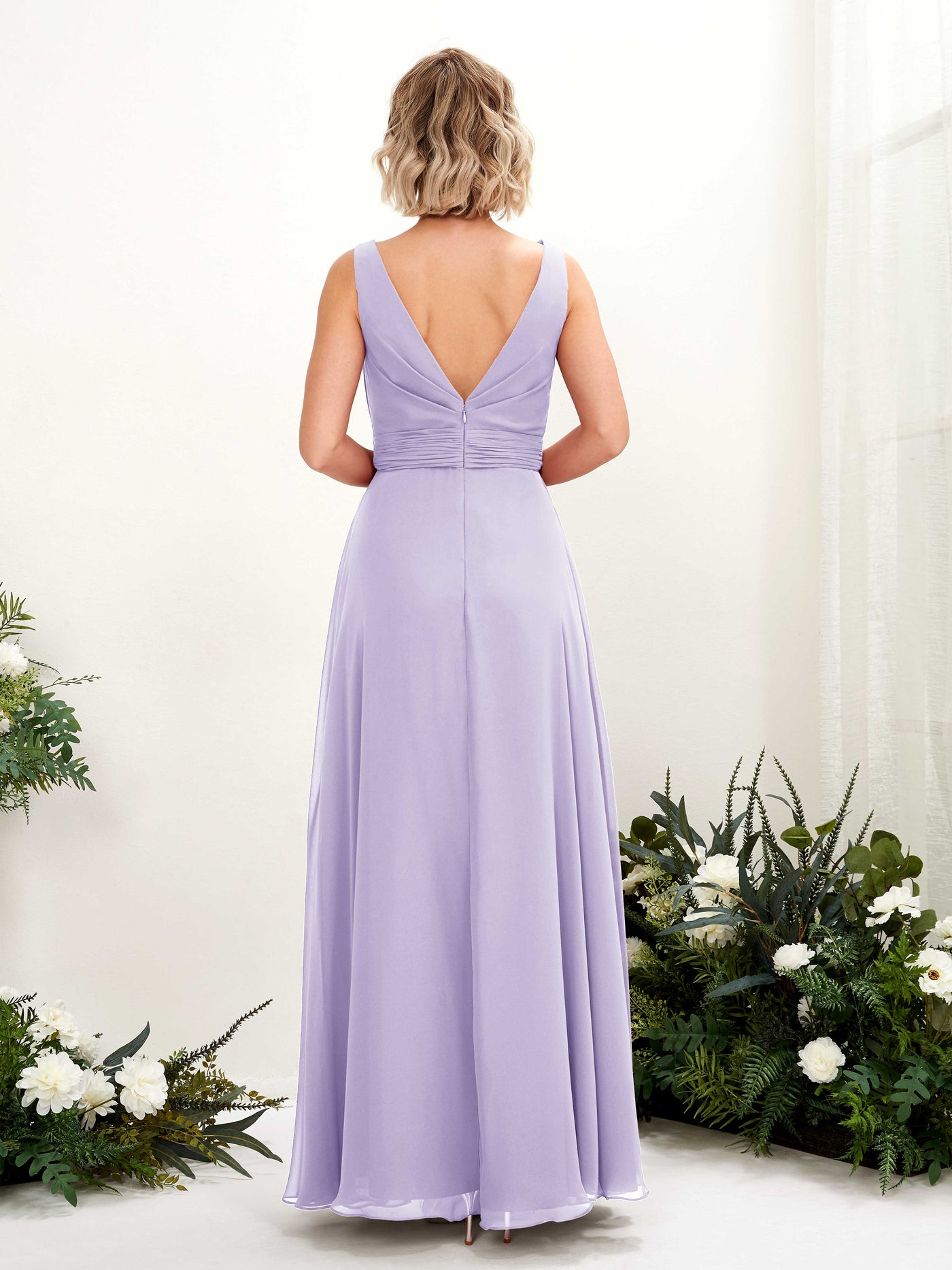 A-line Bateau Sleeveless Chiffon Bridesmaid Dress - Lilac (81225814)#color_lilac