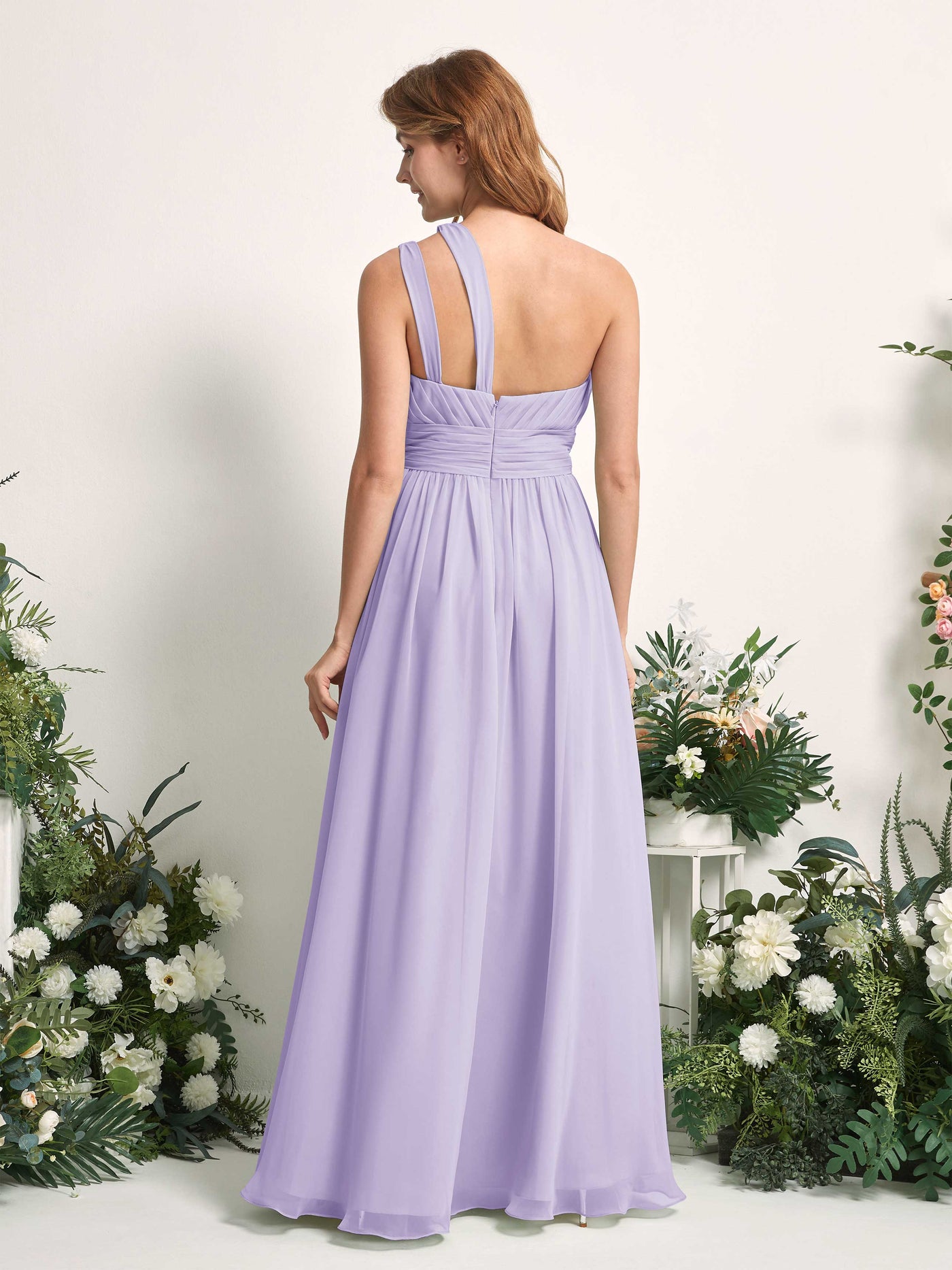 Carlyna Evelyn A-Line Lilac Bridesmaid Dress Maxi Sleeveless One Shoulder Dress #color_lilac