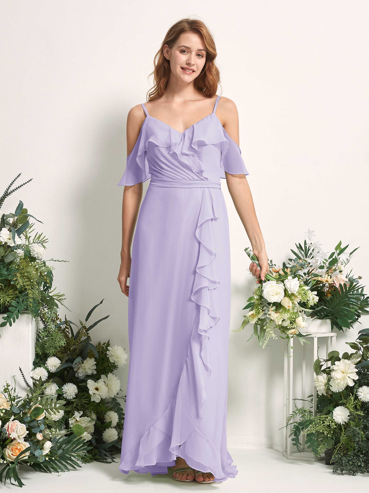 Carlyna Yvette A-Line Lilac Bridesmaid Dress Maxi Sleeveless V-Neck Dress #color_lilac