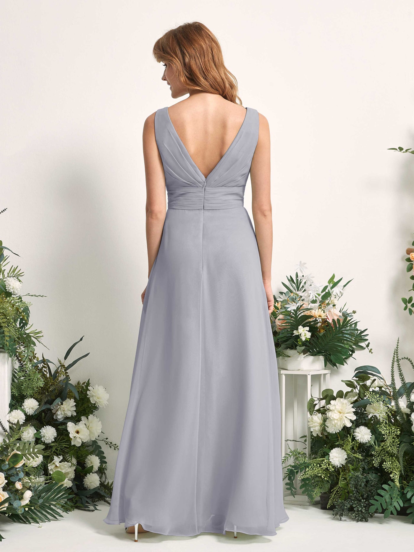 Carlyna Mollie A-Line Dusty Lavender Bridesmaid Dress Maxi Sleeveless V-Neck Dress #color_dusty-lavender