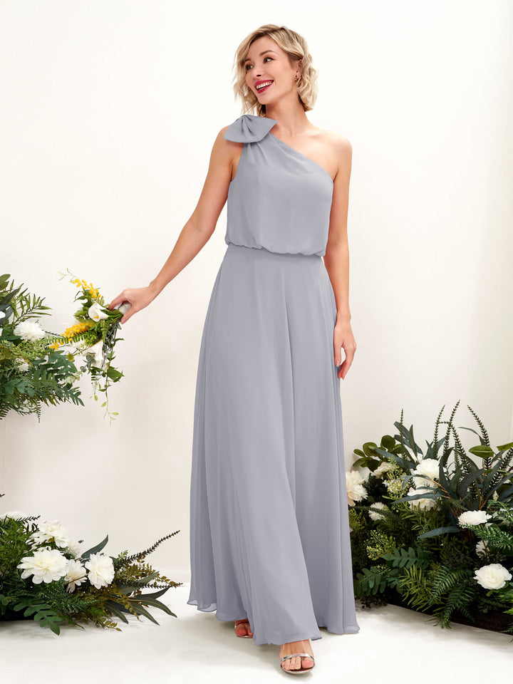 A-line One Shoulder Sleeveless Chiffon Bridesmaid Dress - Dusty Lavender (81225503)