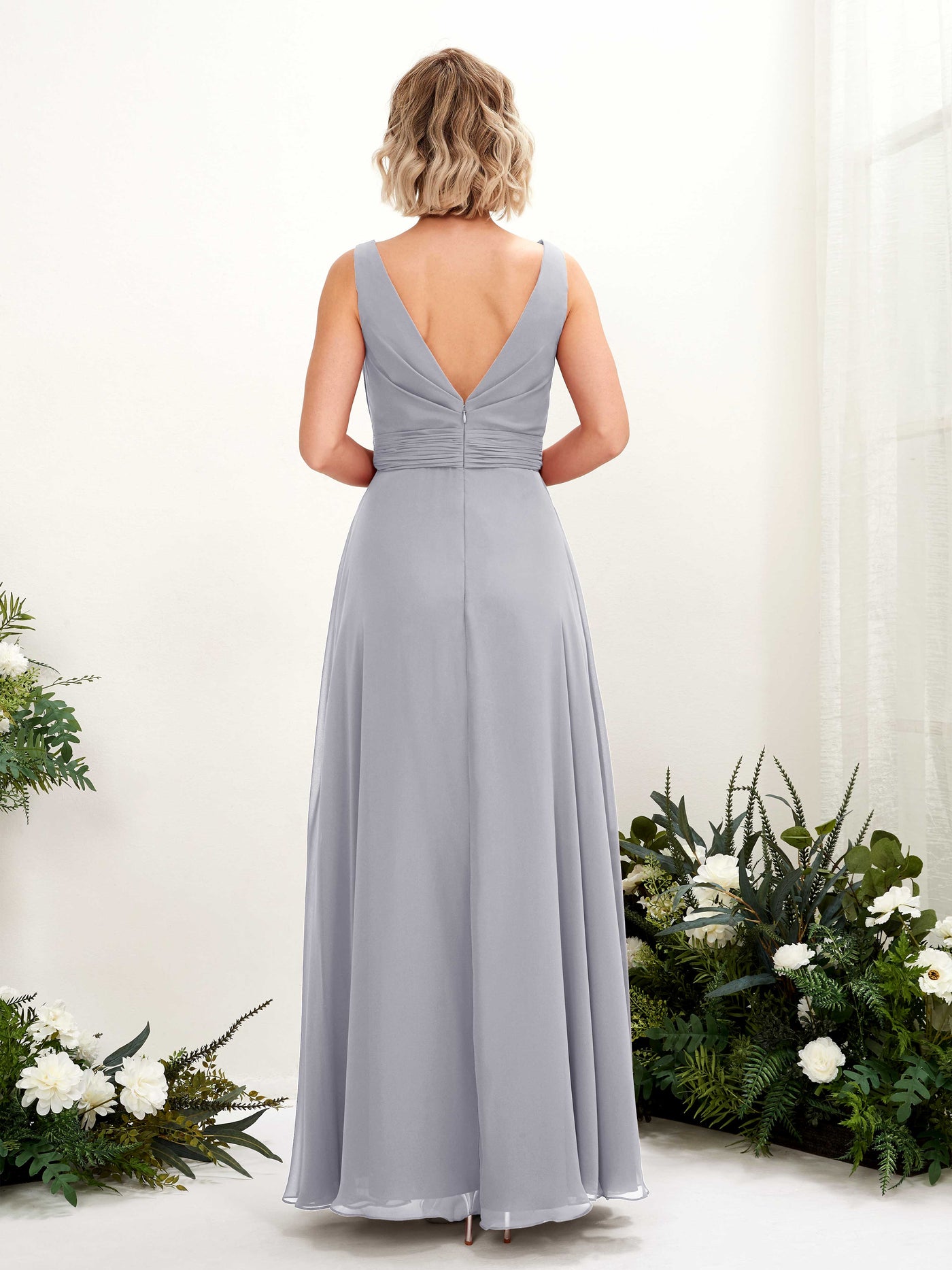 Carlyna Brianna A-Line Dusty Lavender Bridesmaid Dress Maxi Sleeveless Boat Neck Dress #color_dusty-lavender