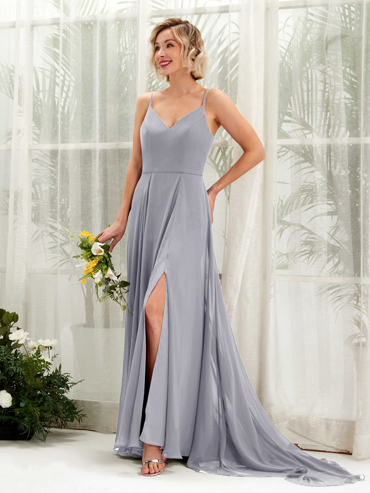 Ball Gown V-neck Sleeveless Bridesmaid Dress - Dusty Lavender (81224103)