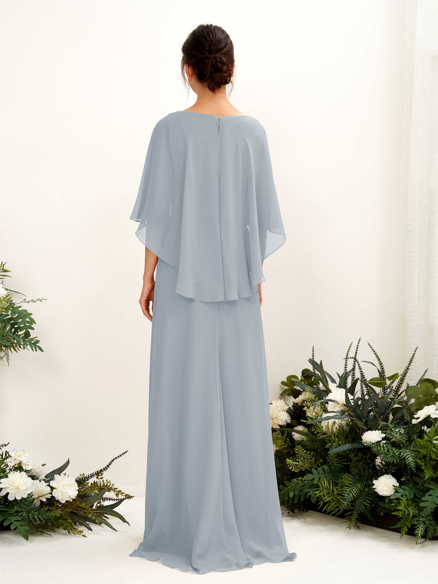 Carlyna Savin Sheath Dusty Blue-Upgrade Bridesmaid Dress Maxi Cap Sleeve Boat Neck Dress #color_dusty-blue-upgrade