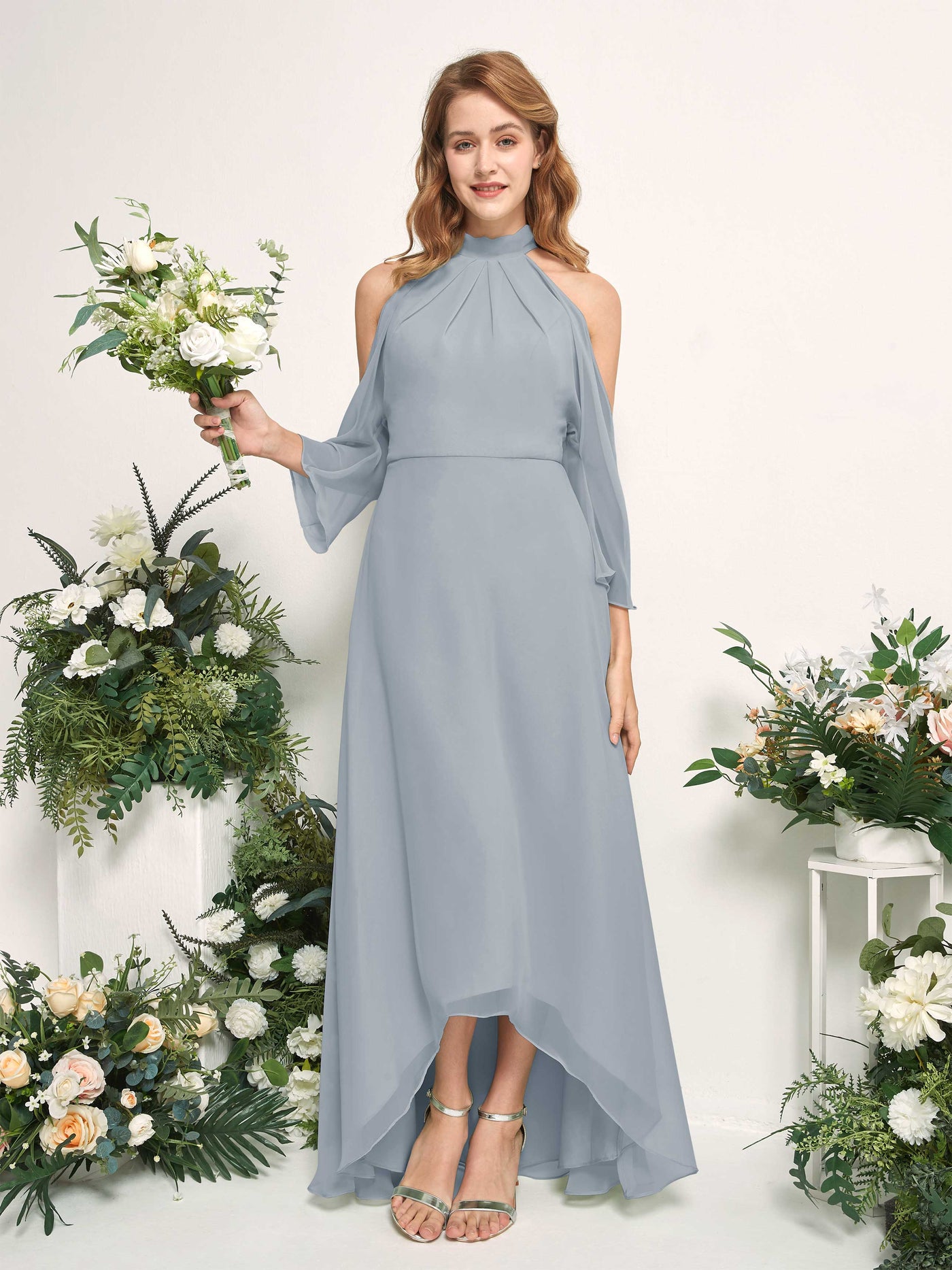 Carlyna Maxine A-Line Dusty Blue-Upgrade Bridesmaid Dress Maxi Sleeveless Round Neck Dress #color_dusty-blue-upgrade