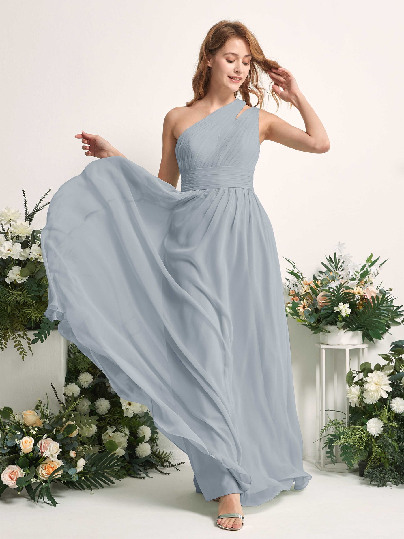 Carlyna Evelyn A-Line Dusty Blue-Upgrade Bridesmaid Dress Maxi Sleeveless One Shoulder Dress #color_dusty-blue-upgrade