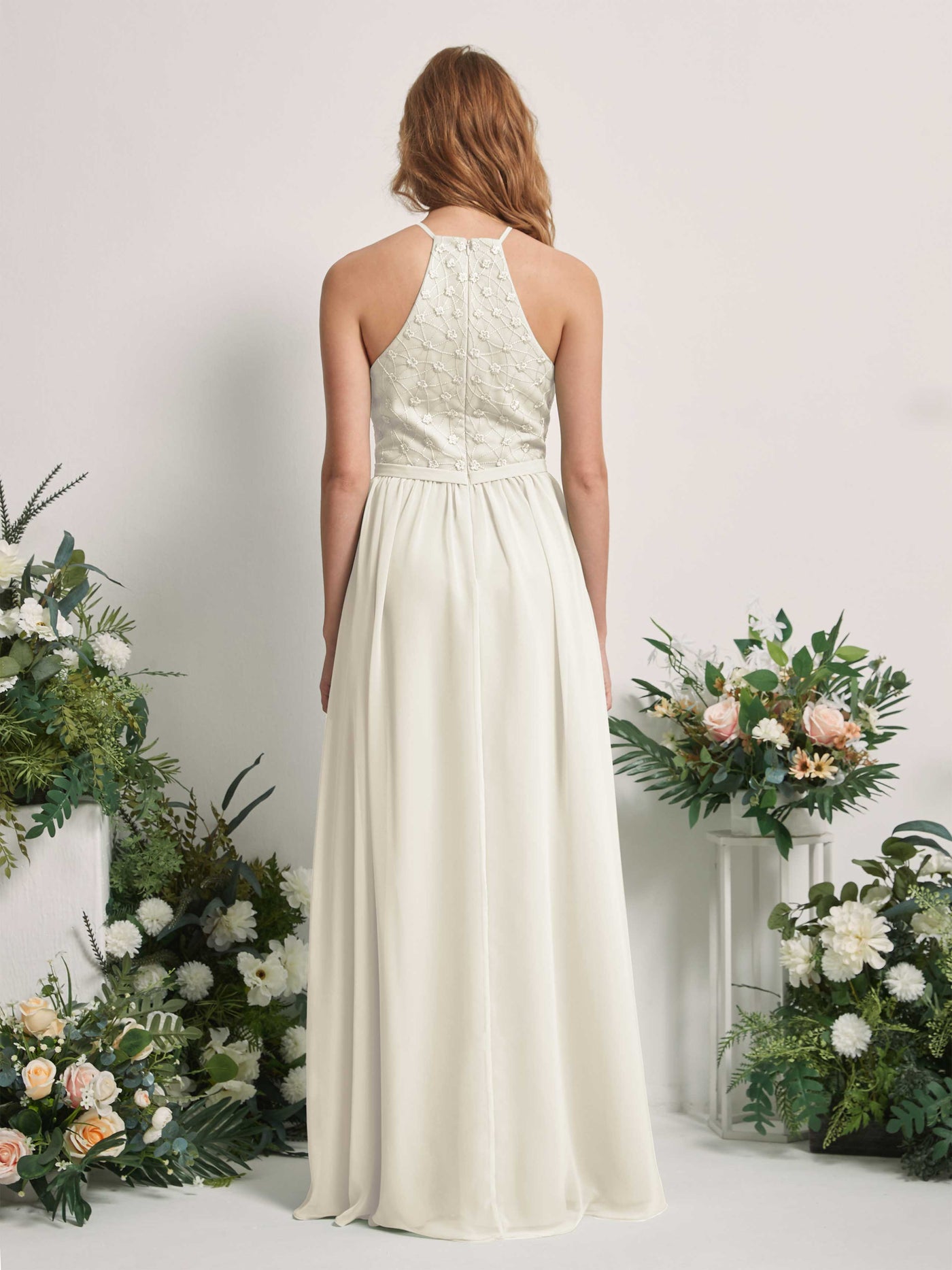 Ivory Bridesmaid Dresses A-line Halter Sleeveless Chiffon Dresses (83220826)#color_ivory