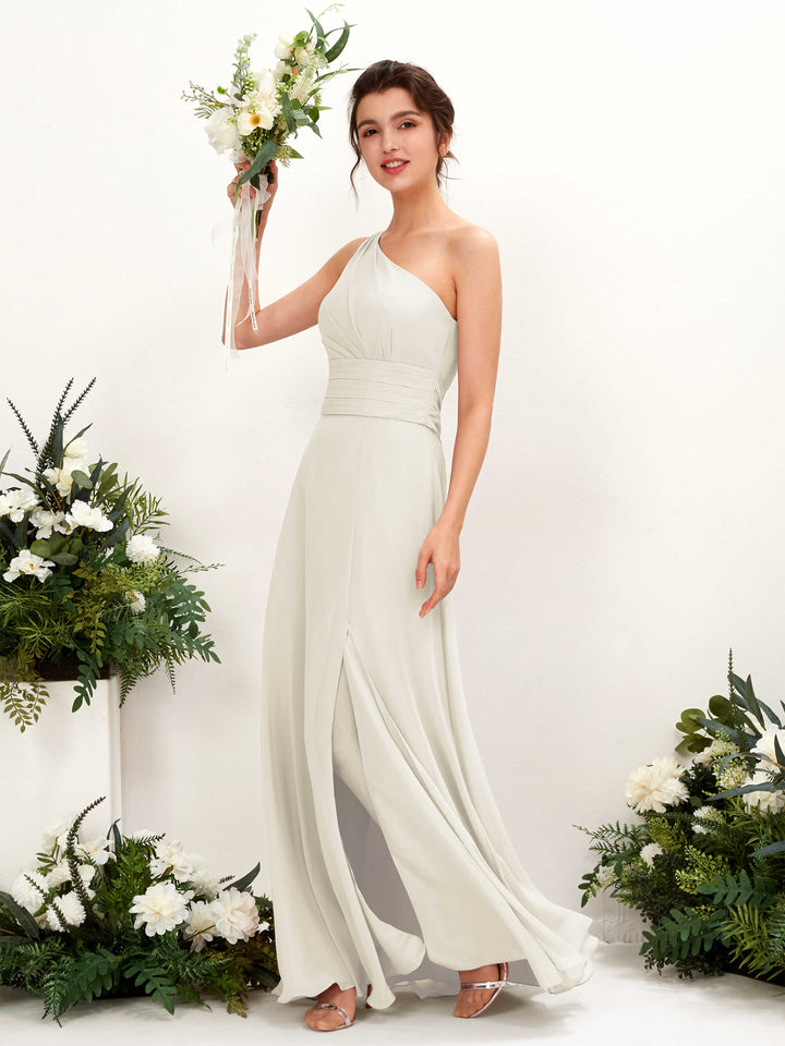 A-line One Shoulder Sleeveless Bridesmaid Dress - Ivory (81224726)