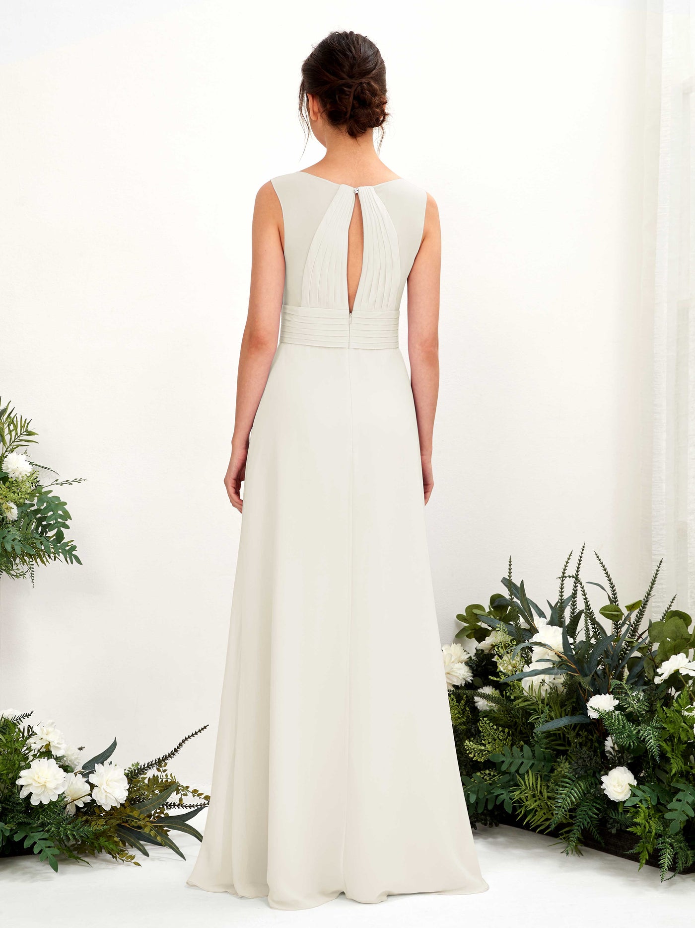 Carlyna Karen A-Line Ivory Bridesmaid Dress Maxi Sleeveless V-Neck Dress #color_ivory