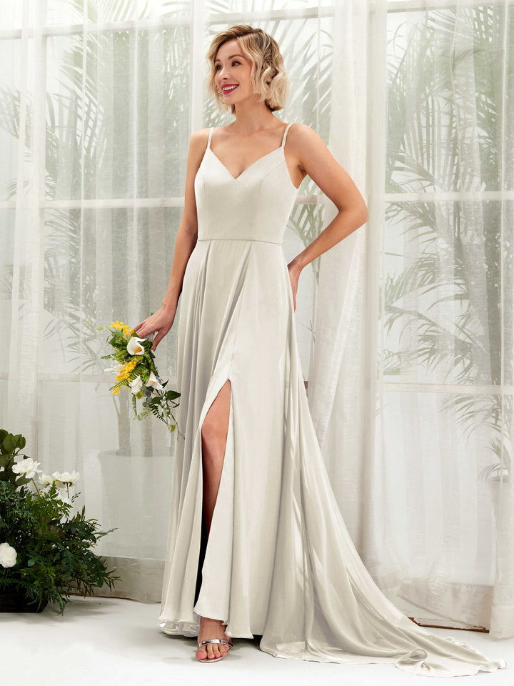 Ball Gown V-neck Sleeveless Bridesmaid Dress - Ivory (81224126)