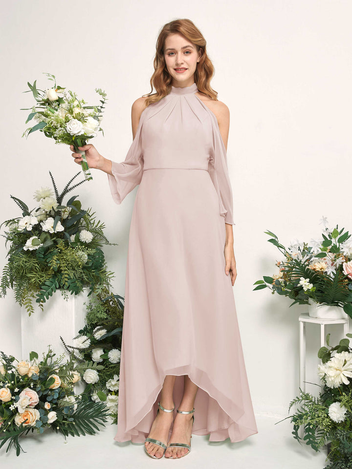 Carlyna Maxine A-Line Biscotti Bridesmaid Dress Maxi Sleeveless Round Neck Dress 