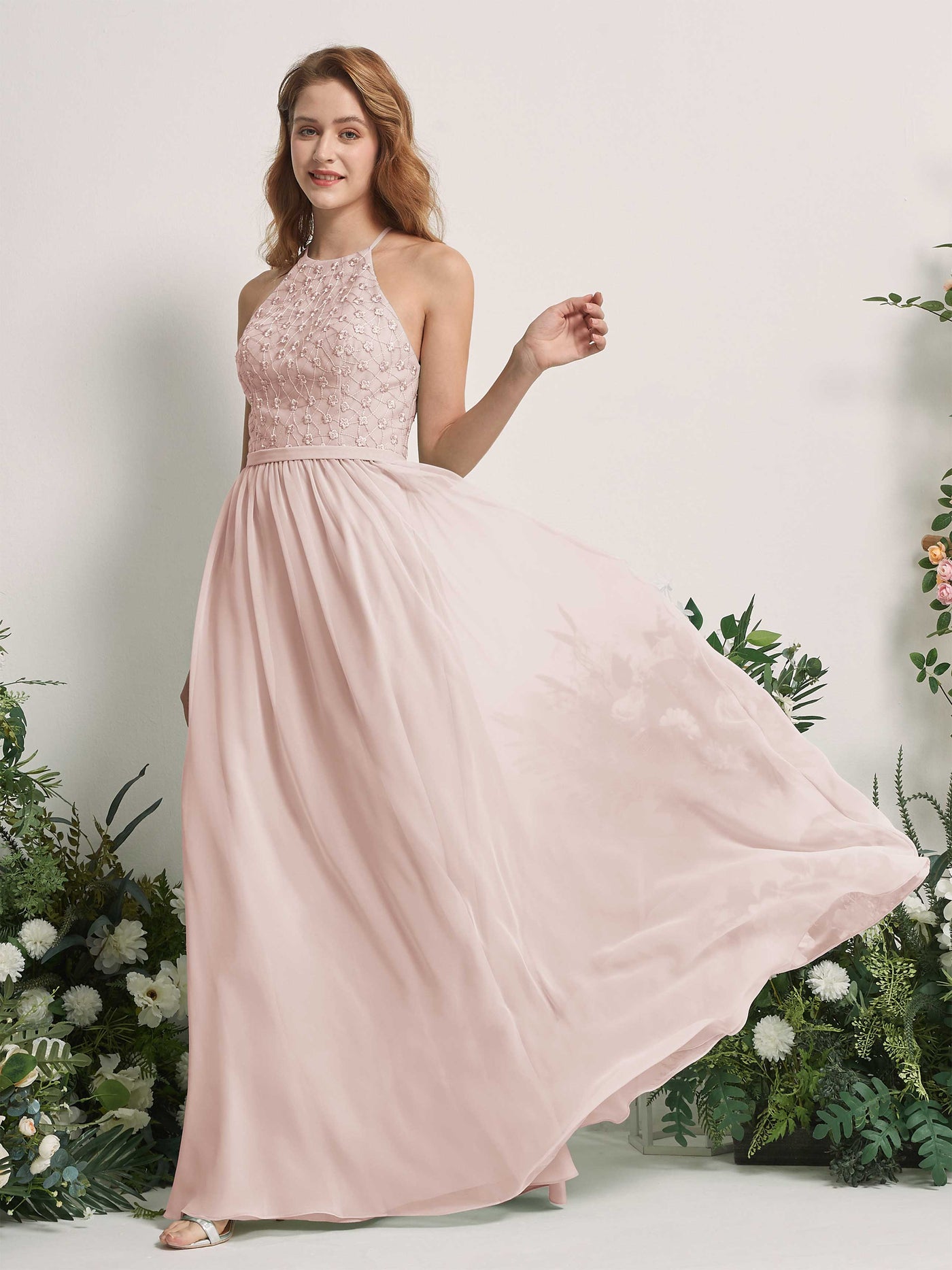 Biscotti Bridesmaid Dresses A-line Halter Sleeveless Chiffon Dresses (83220835)#color_biscotti