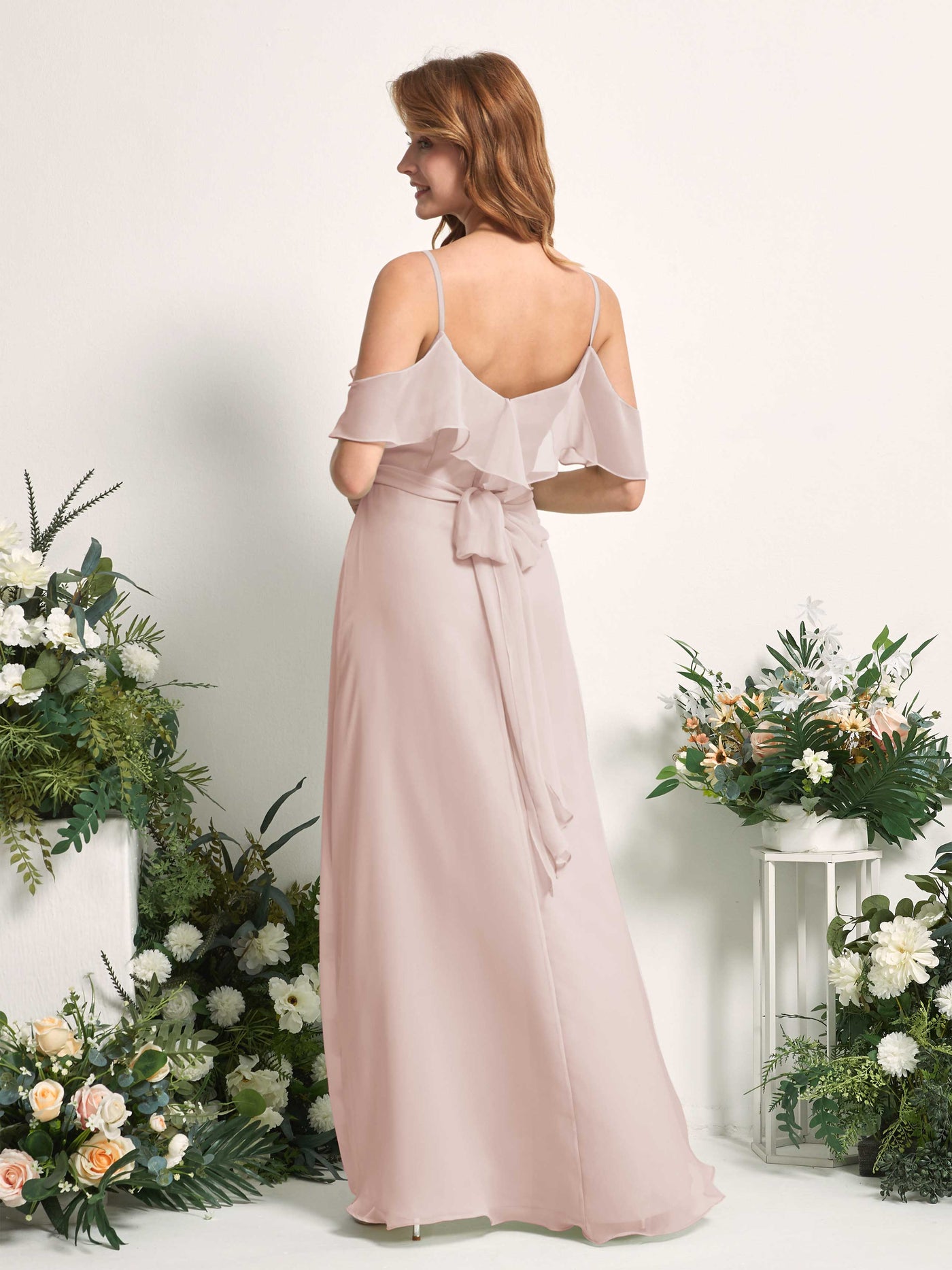 Carlyna Yvette A-Line Biscotti Bridesmaid Dress Maxi Sleeveless V-Neck Dress #color_biscotti