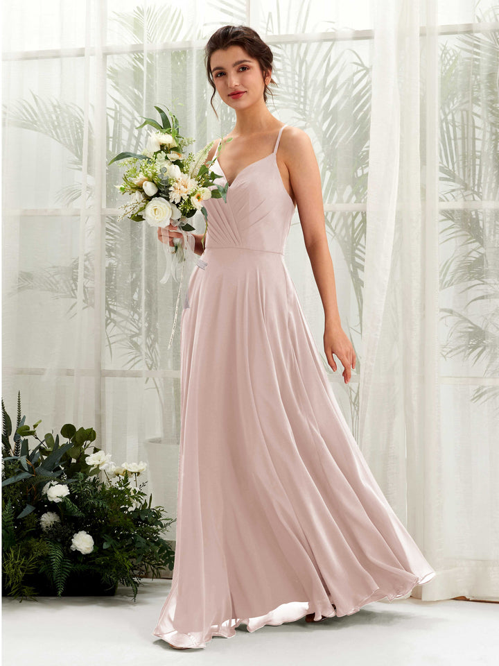 Carlyna Naura A-Line Biscotti Bridesmaid Dress Maxi Sleeveless V-Neck Dress 