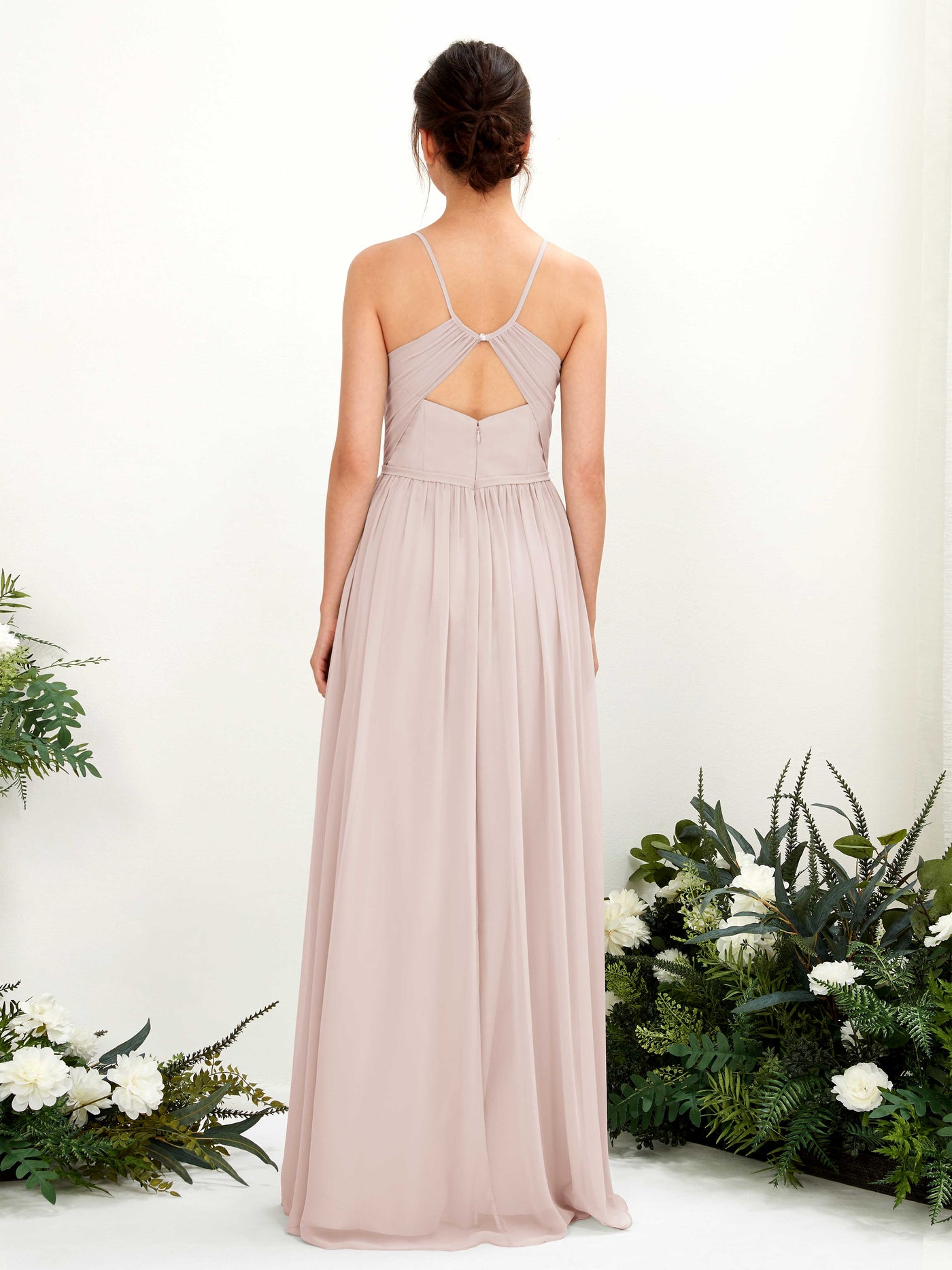 Carlyna Angela A-Line Biscotti Bridesmaid Dress Maxi Sleeveless V-Neck Dress #color_biscotti