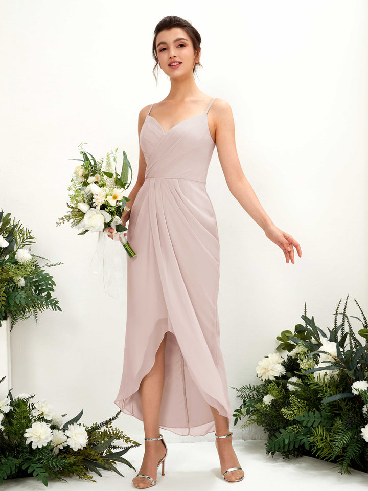 Carlyna Liliane Sheath Biscotti Bridesmaid Dress Midi Sleeveless V-Neck Dress 