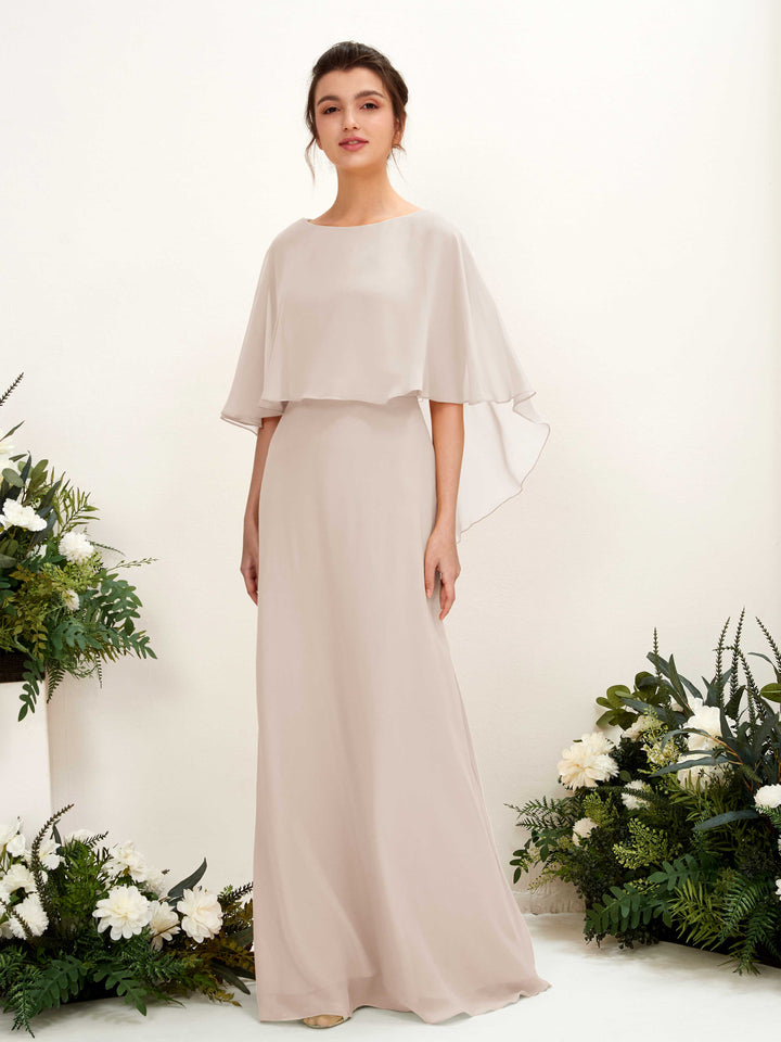 A-line Bateau Sleeveless Chiffon Bridesmaid Dress - Champagne (81222016)