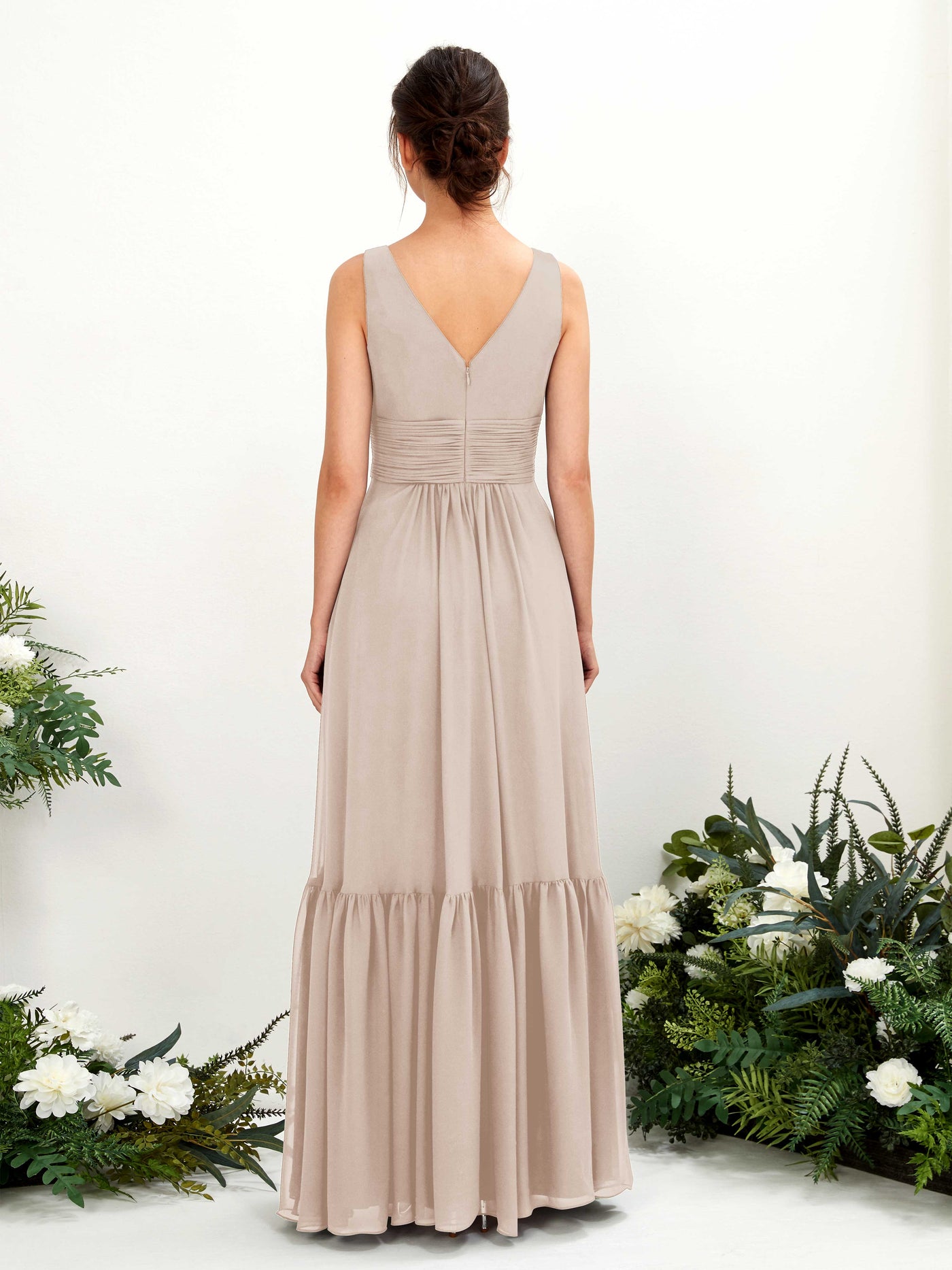 A-line Maternity Straps Sleeveless Chiffon Bridesmaid Dress - Champagne (80223716)#color_champagne