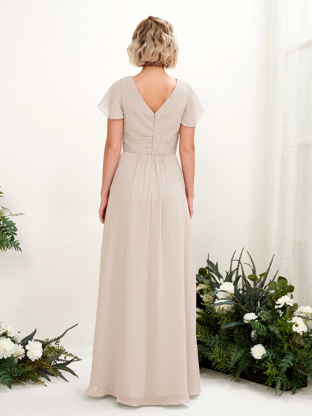 Champagne v neck dress sale