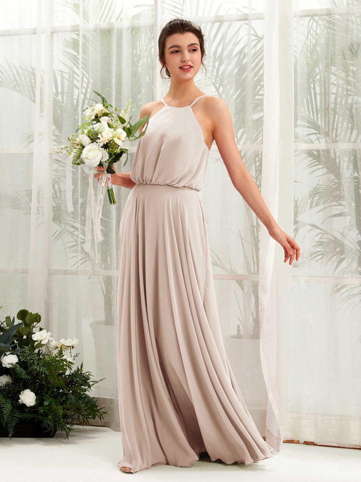 Bohemian Halter Spaghetti-straps Bridesmaid Dress - Champagne (81223416)