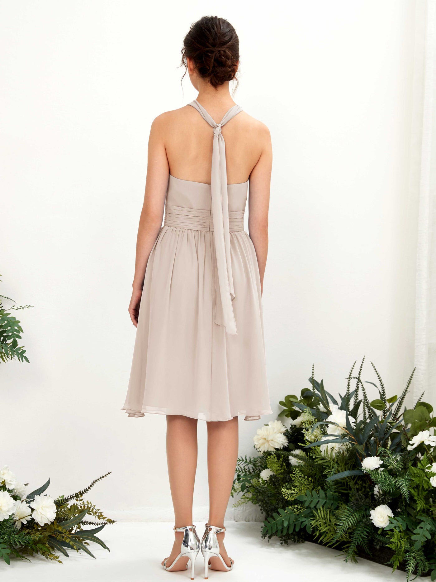 Halter Strapless Chiffon Bridesmaid Dress - Champagne (81222616)#color_champagne