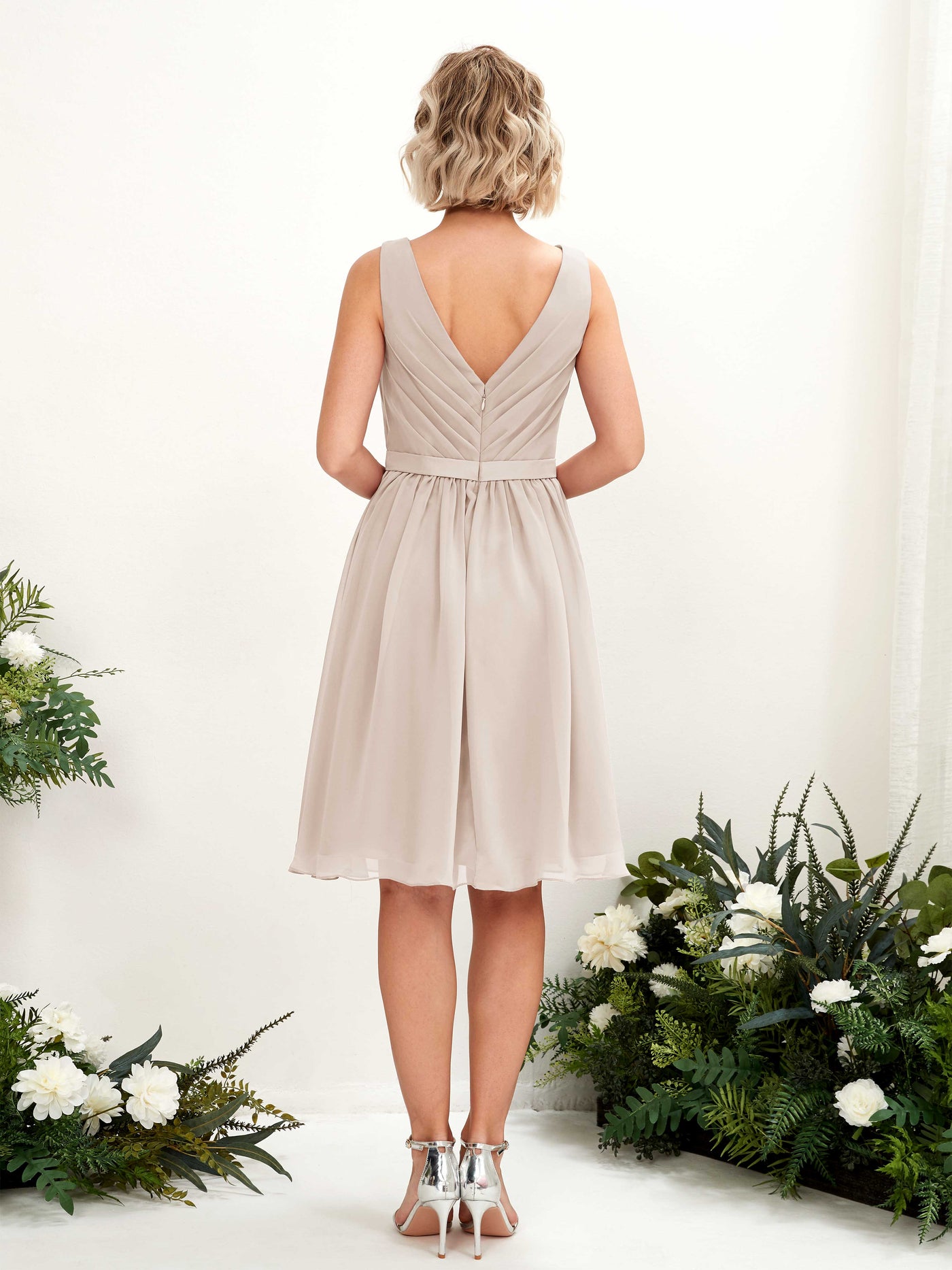 V-neck Sleeveless Chiffon Bridesmaid Dress - Champagne (81224816)#color_champagne