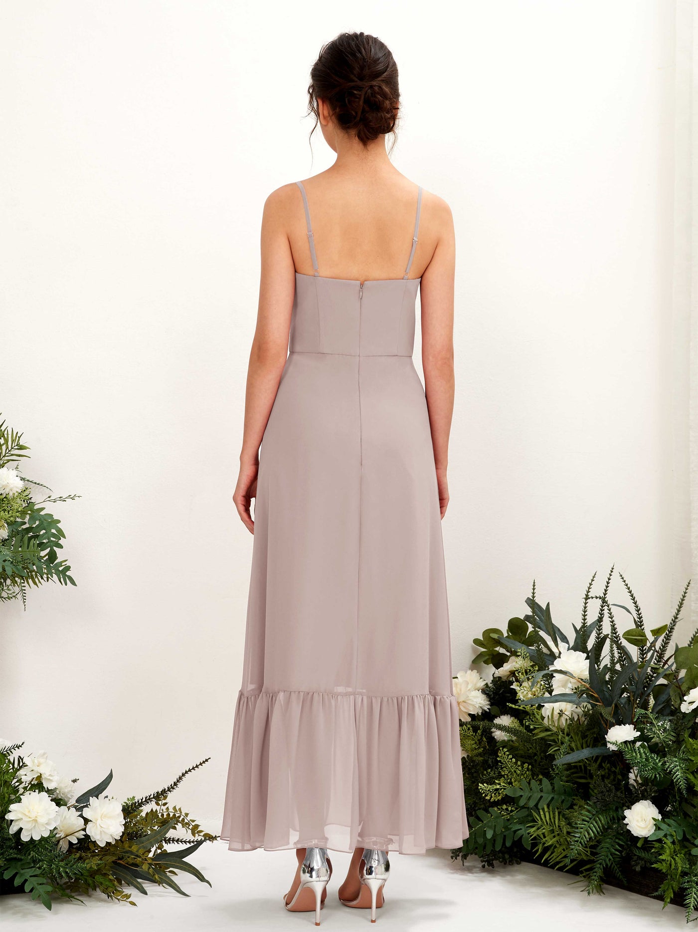 Spaghetti-straps Sweetheart Sleeveless Chiffon Bridesmaid Dress - Taupe (81223024)#color_taupe