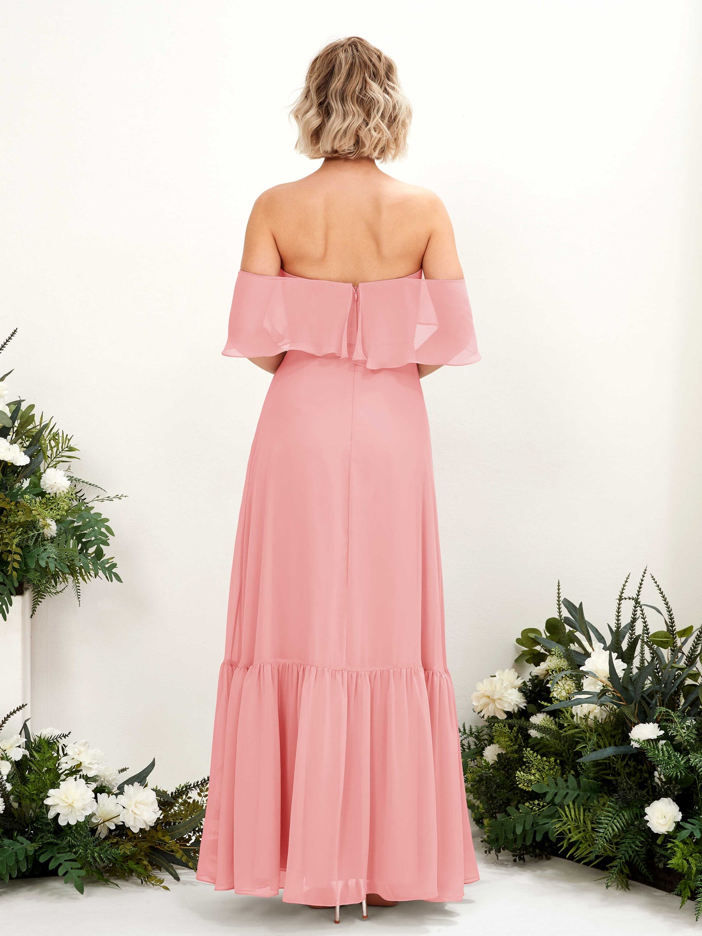 A-line Off Shoulder Chiffon Bridesmaid Dress - Ballet Pink (81224540)#color_ballet-pink