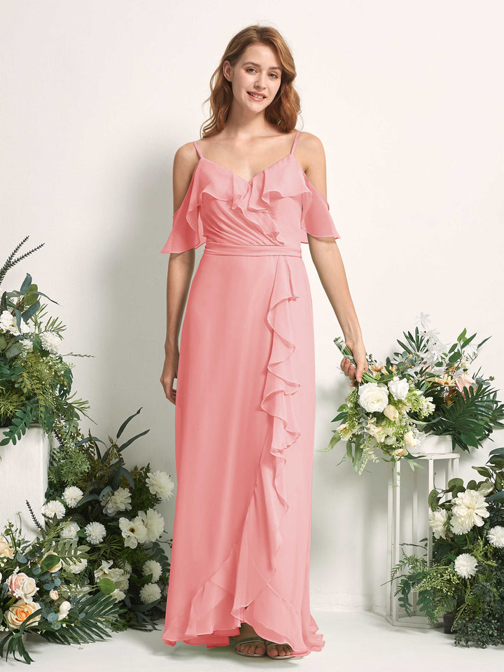 Carlyna Yvette A-Line Ballet Pink Bridesmaid Dress Maxi Sleeveless V-Neck Dress 