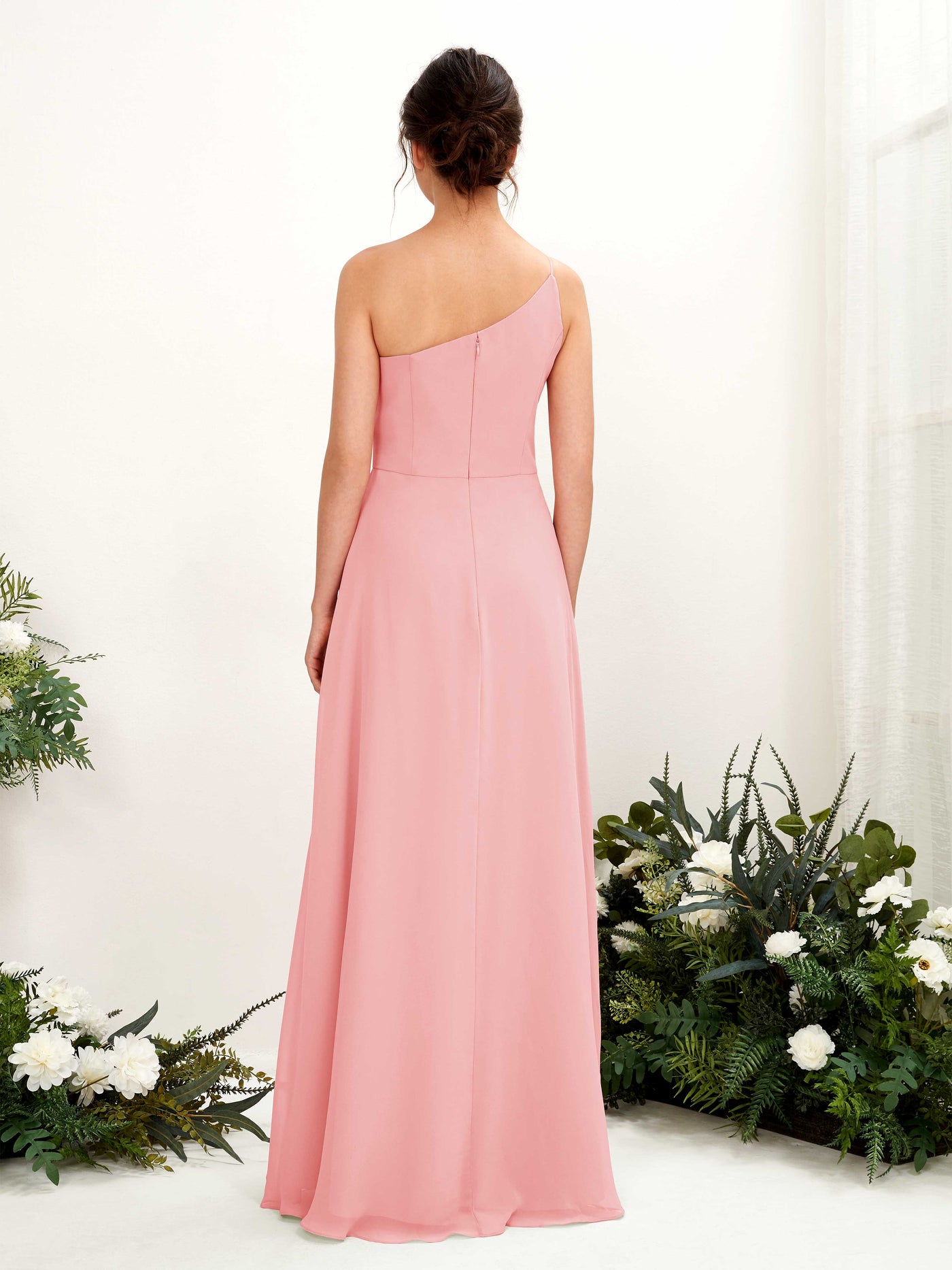 Carlyna Crystal A-Line Ballet Pink Bridesmaid Dress Maxi Sleeveless One Shoulder Dress #color_ballet-pink