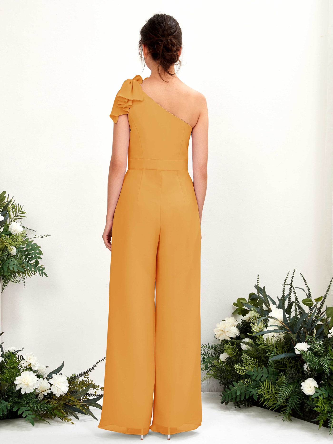 Carlyna Jasmine Jumpsuit Mango Bridesmaid Dress Maxi Sleeveless One Shoulder Dress #color_mango