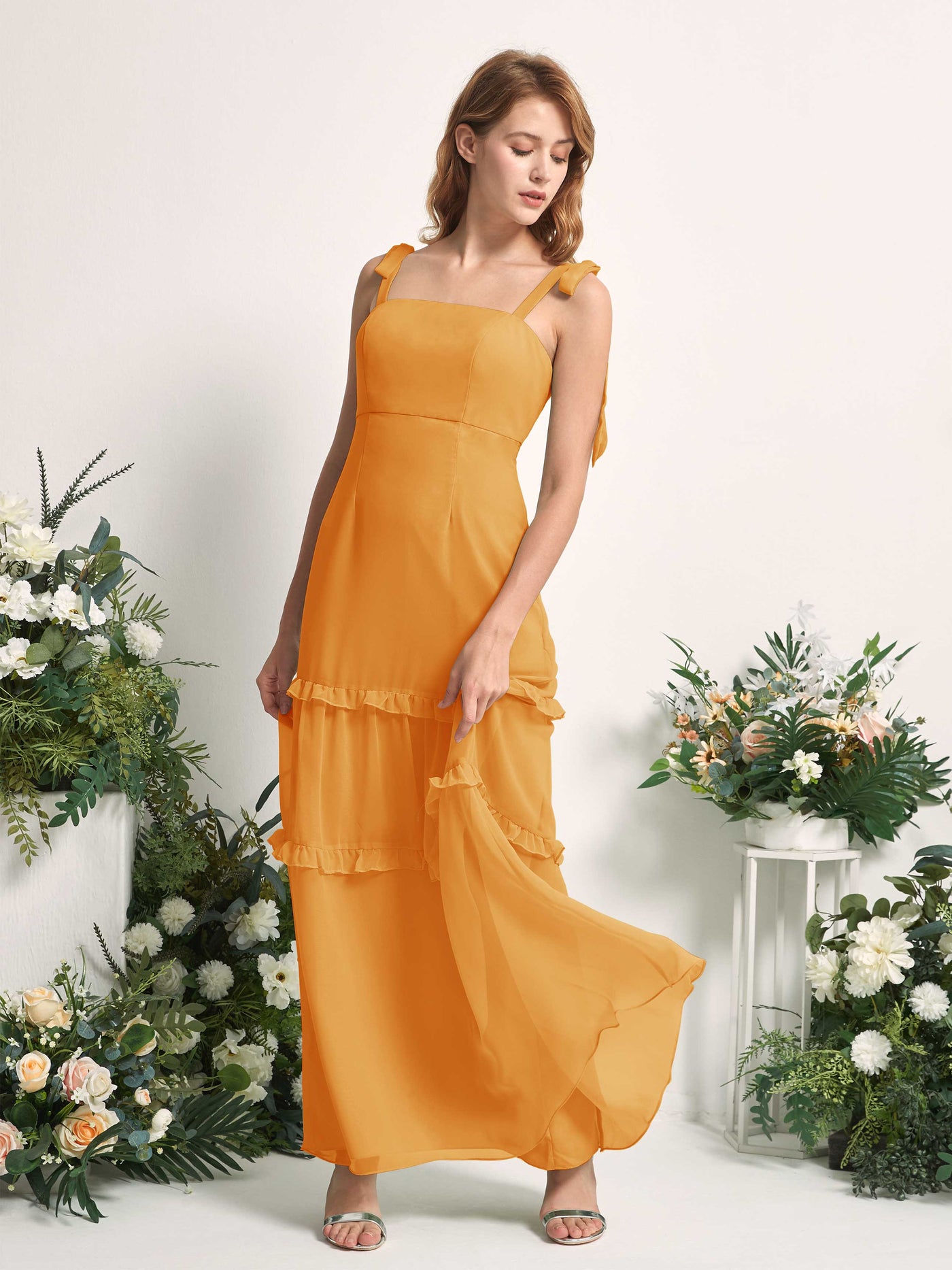 Carlyna Kaiya A-Line Mango Bridesmaid Dress Maxi Sleeveless Straight Dress #color_mango