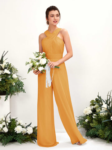 Carlyna Hilona Jumpsuit Mango Bridesmaid Dress Maxi Sleeveless V-Neck Dress #color_mango