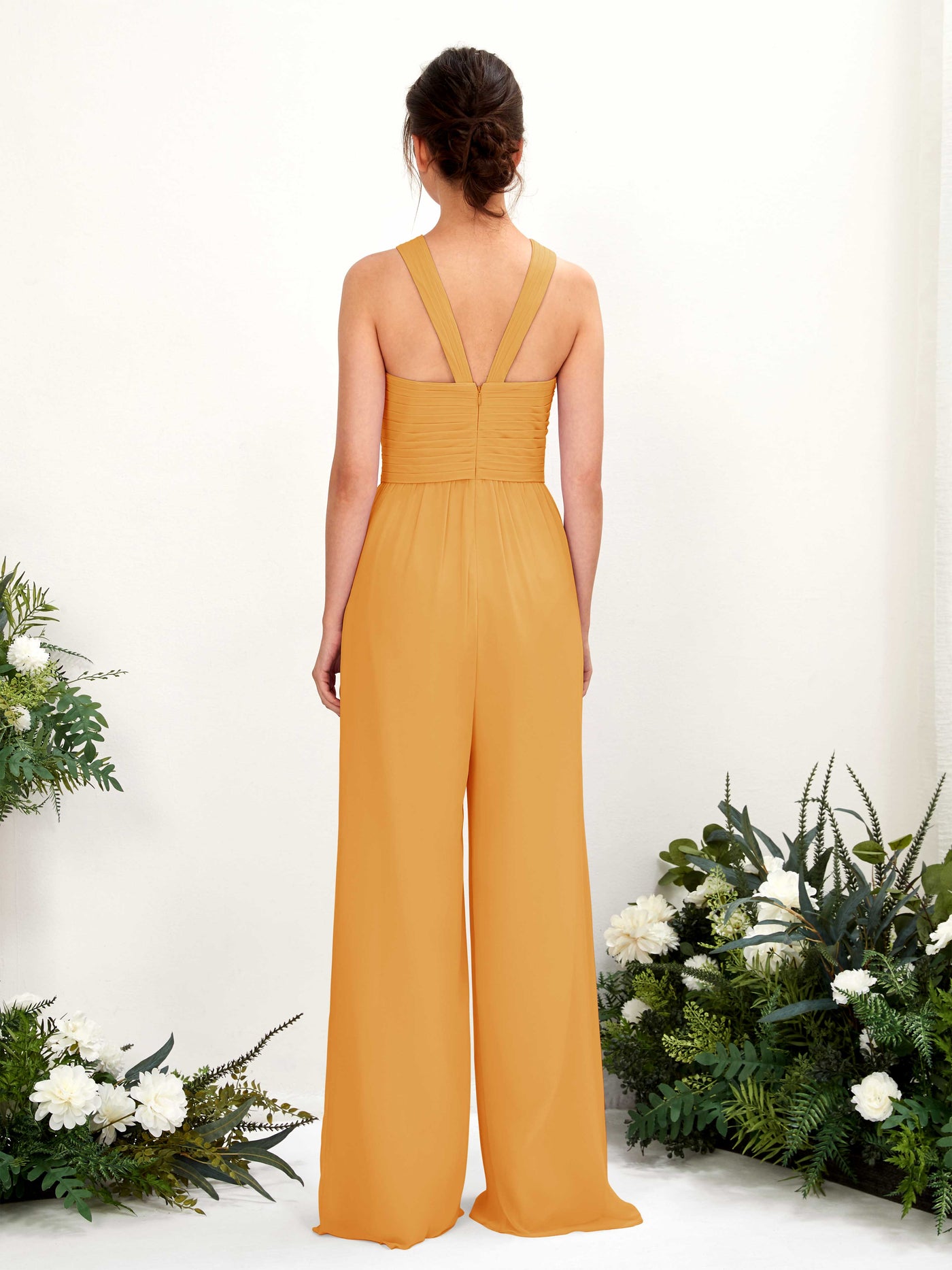 Carlyna Hilona Jumpsuit Mango Bridesmaid Dress Maxi Sleeveless V-Neck Dress #color_mango