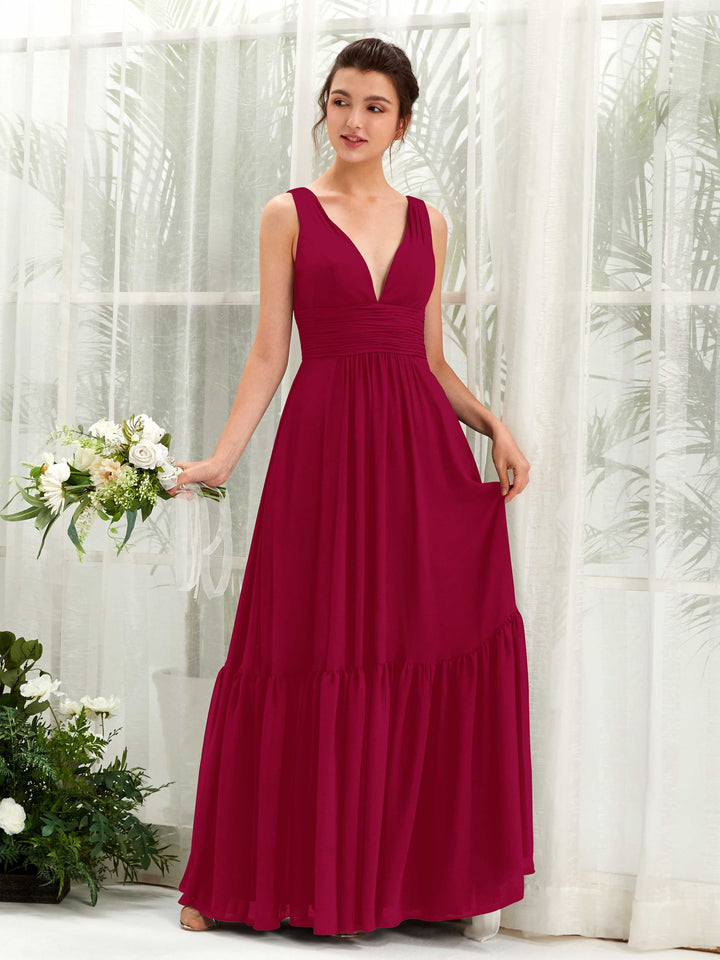 A-line Maternity Straps Sleeveless Chiffon Bridesmaid Dress - Jester Red (80223741)