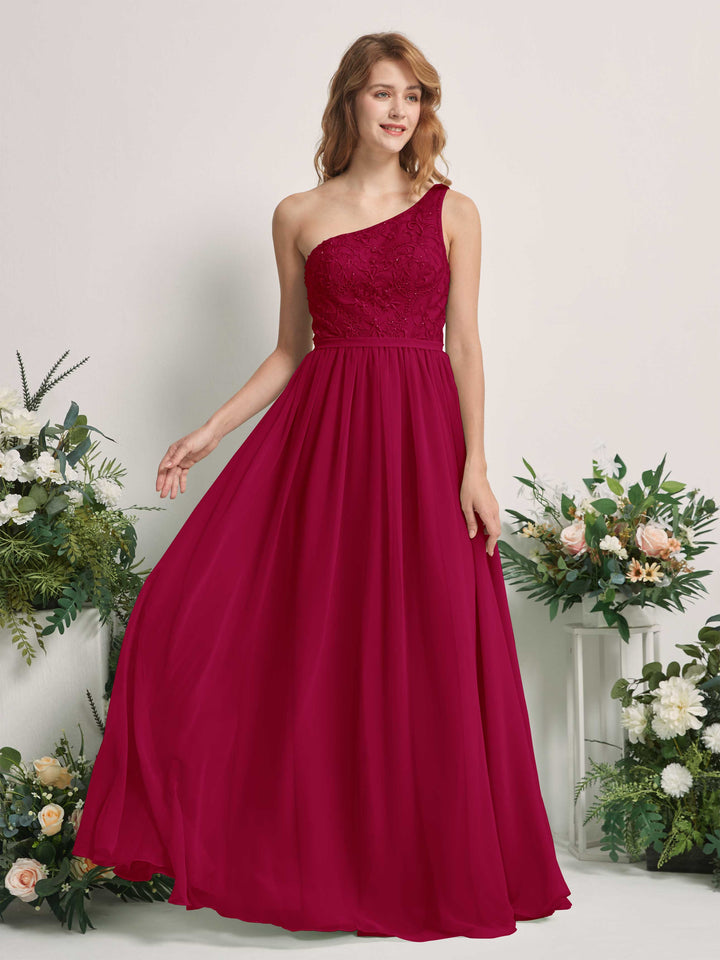 Jester Red Bridesmaid Dresses A-line Open back One Shoulder Sleeveless Dresses (83220541)