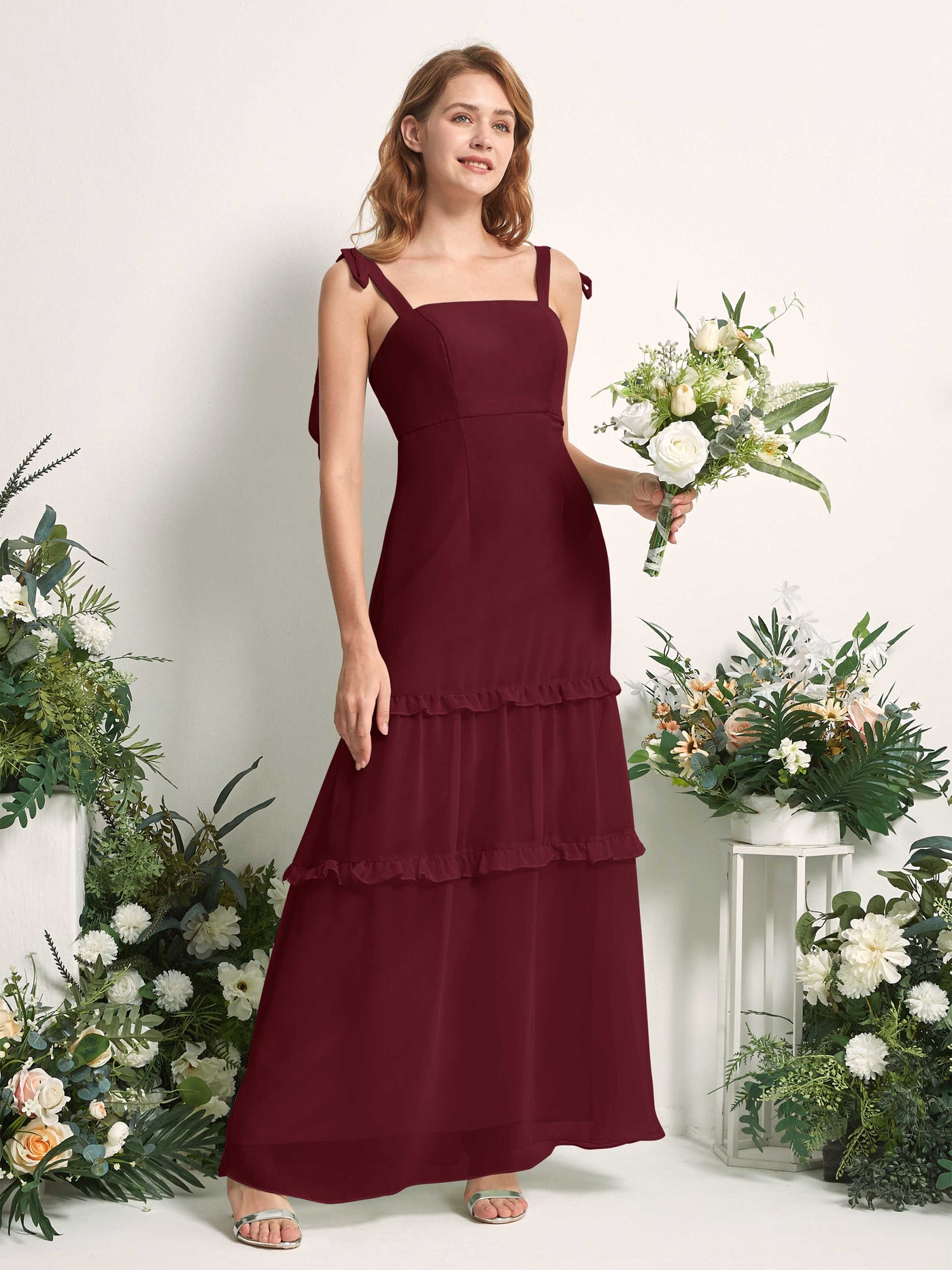 Carlyna Kaiya A-Line Burgundy Bridesmaid Dress Maxi Sleeveless Straight Dress #color_burgundy