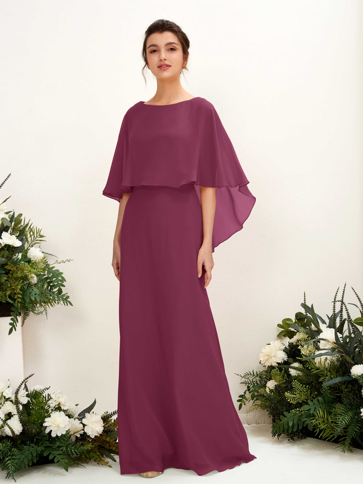 A-line Bateau Sleeveless Chiffon Bridesmaid Dress - Chianti (81222034)