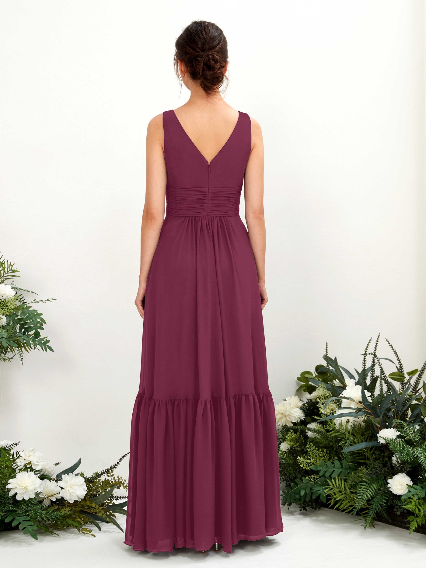 A-line Maternity Straps Sleeveless Chiffon Bridesmaid Dress - Chianti (80223734)#color_chianti