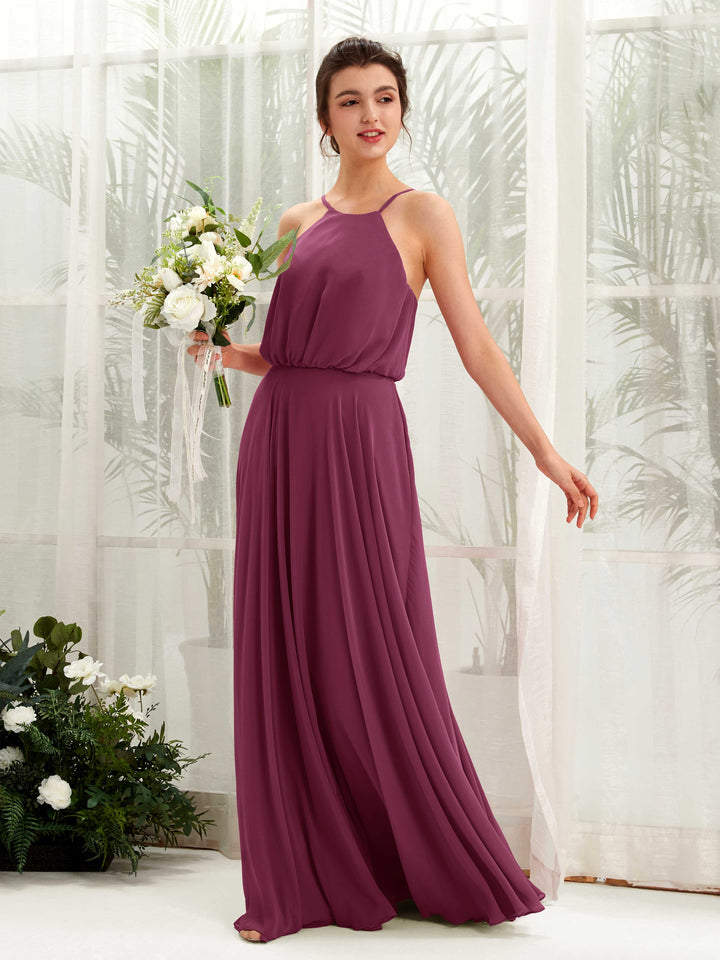 Bohemian Halter Spaghetti-straps Bridesmaid Dress - Chianti (81223434)