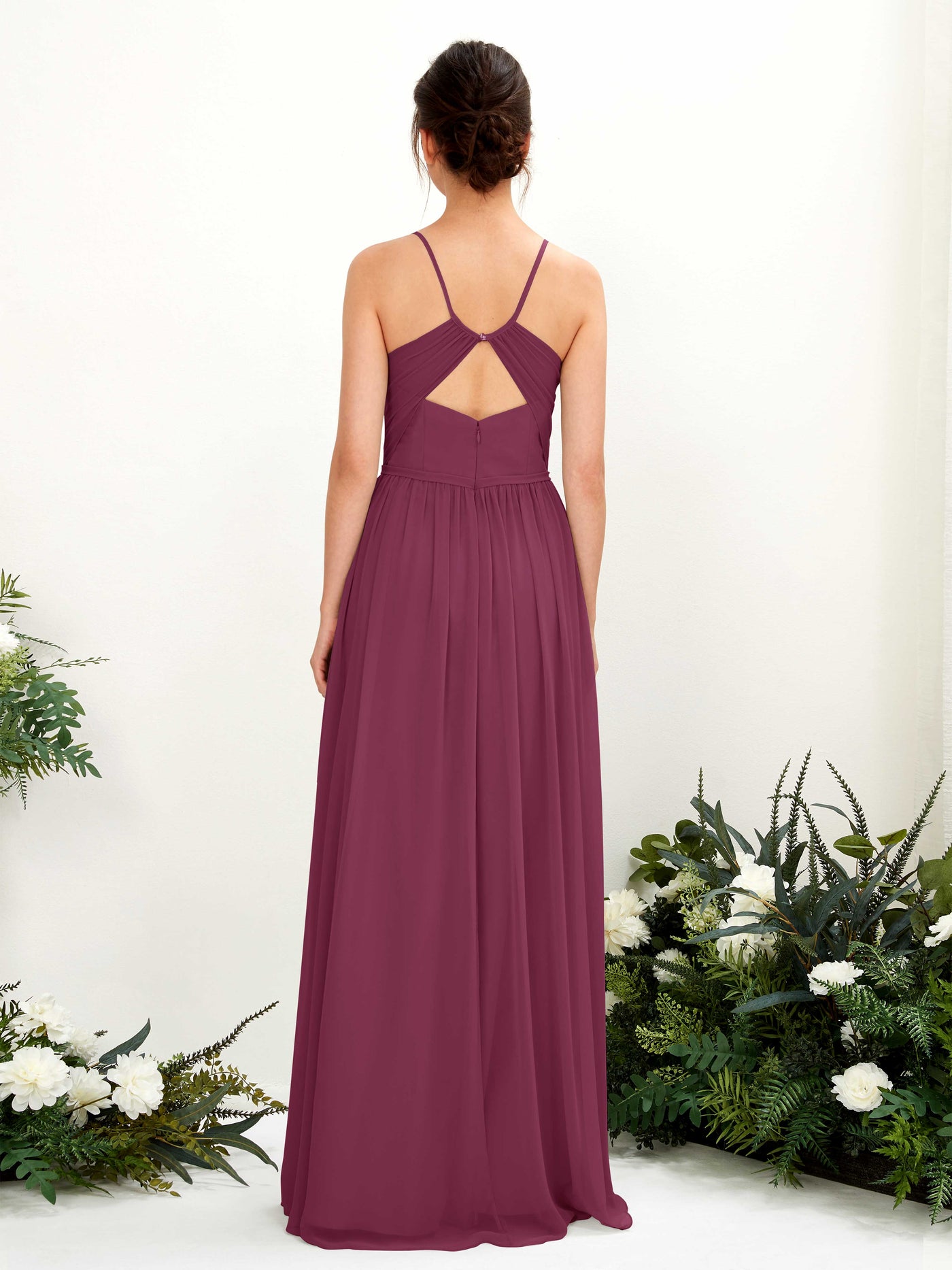 Carlyna Angela A-Line Chianti Bridesmaid Dress Maxi Sleeveless V-Neck Dress #color_chianti