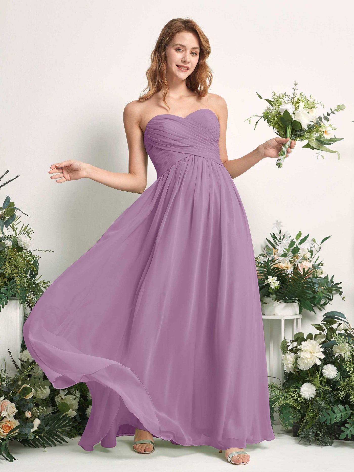 Bridesmaid Dress A-line Chiffon Sweetheart Full Length Sleeveless Wedding Party Dress - Orchid Mist (81226921)#color_orchid-mist