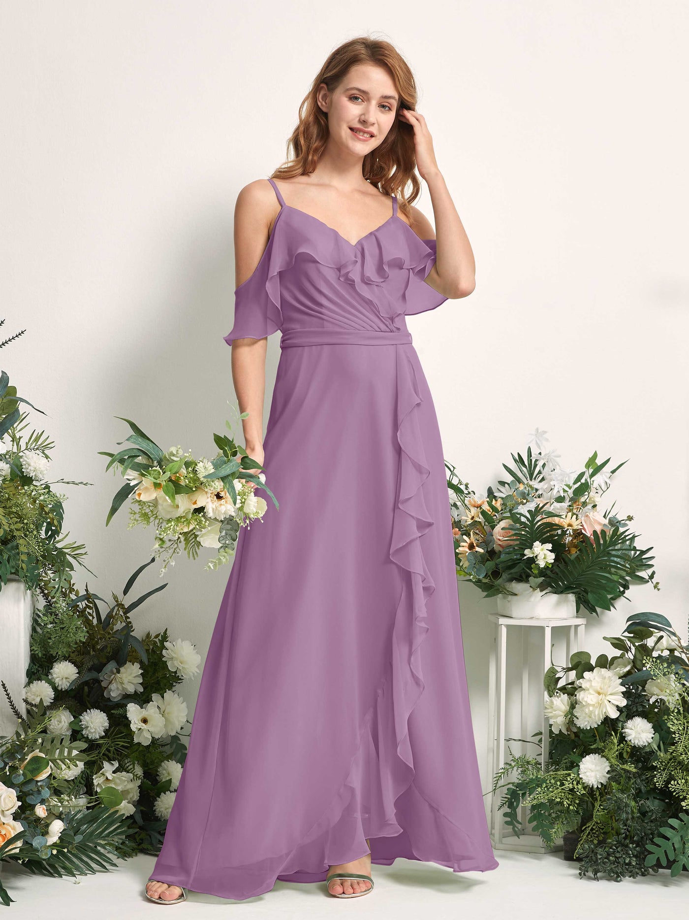 Carlyna Yvette A-Line Orchid Mist Bridesmaid Dress Maxi Sleeveless V-Neck Dress #color_orchid-mist