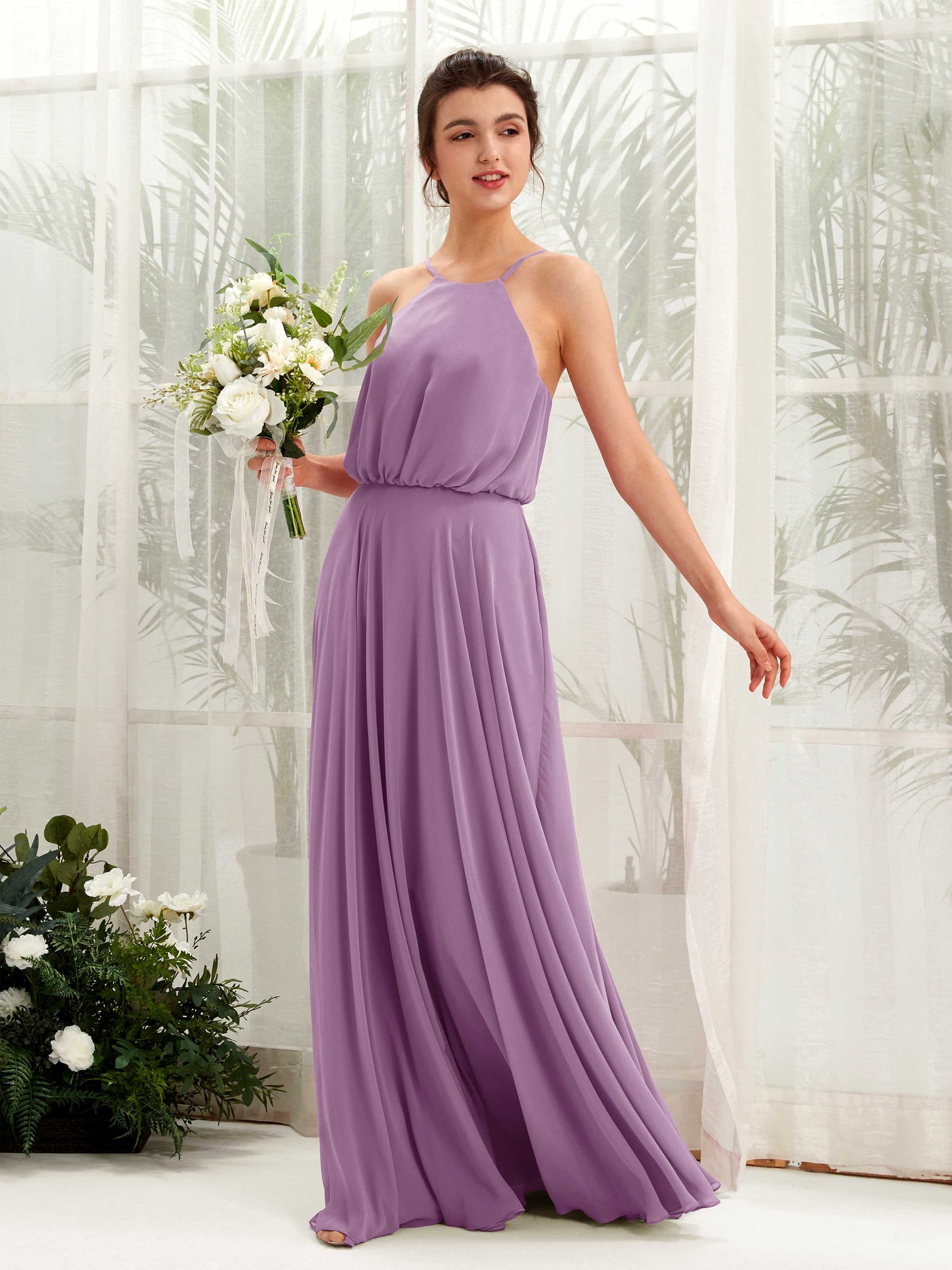 Bohemian Halter Spaghetti-straps Bridesmaid Dress - Orchid Mist (81223421)#color_orchid-mist