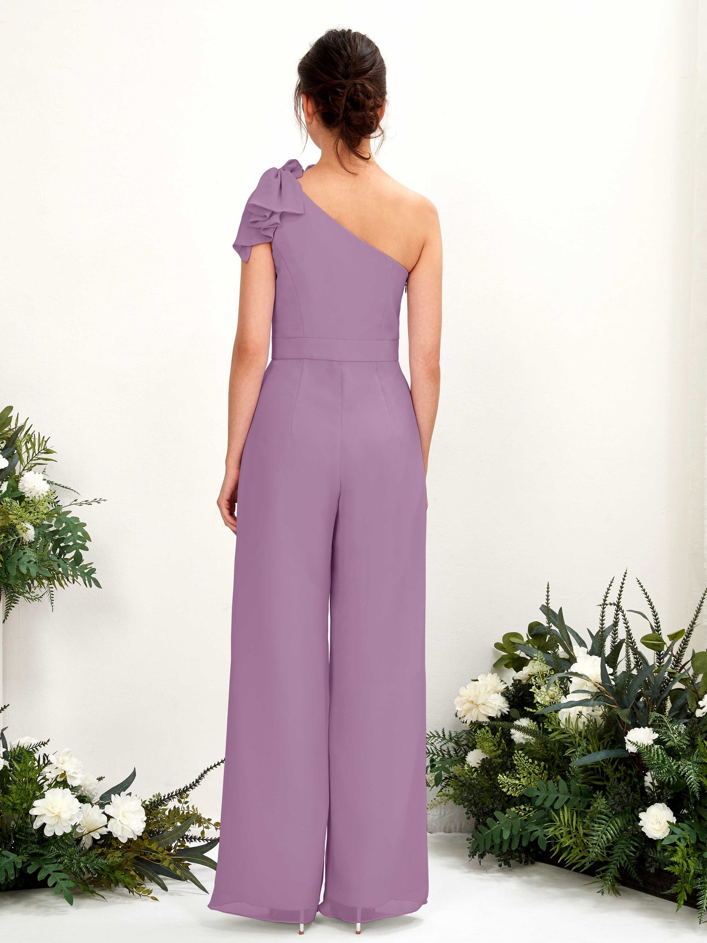 Carlyna Jasmine Jumpsuit Orchid Mist Bridesmaid Dress Maxi Sleeveless One Shoulder Dress #color_orchid-mist