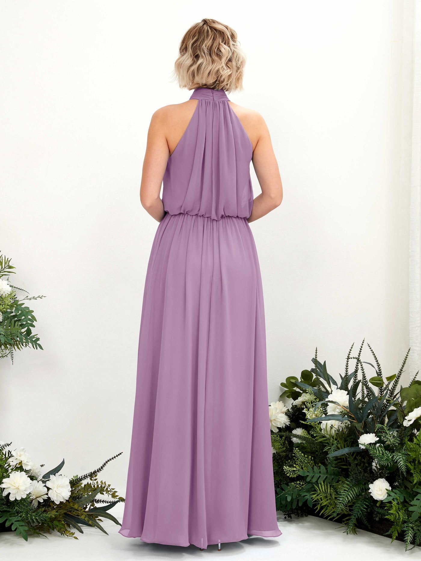 Halter Sleeveless Chiffon Bridesmaid Dress - Orchid Mist (81222921)#color_orchid-mist