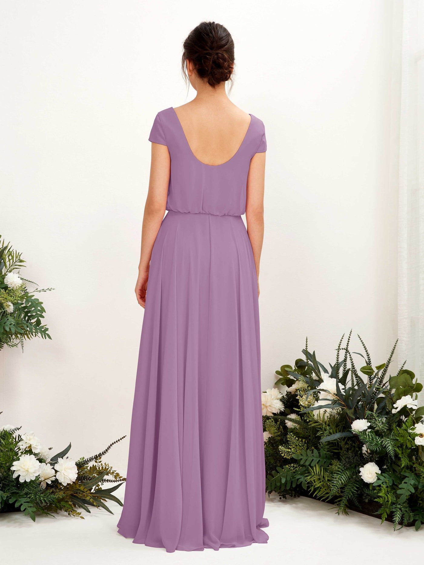 Carlyna Pauline A-Line Orchid Mist Bridesmaid Dress Maxi Cap Sleeve V-Neck Dress #color_orchid-mist