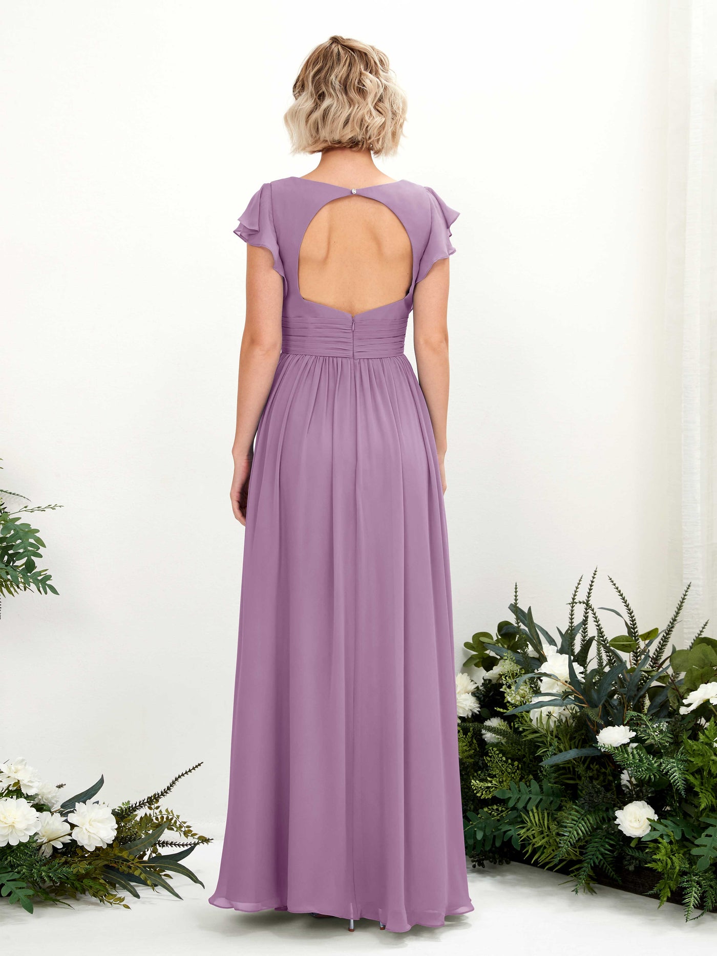 V-neck Short Sleeves Chiffon Bridesmaid Dress - Orchid Mist (81222721)#color_orchid-mist